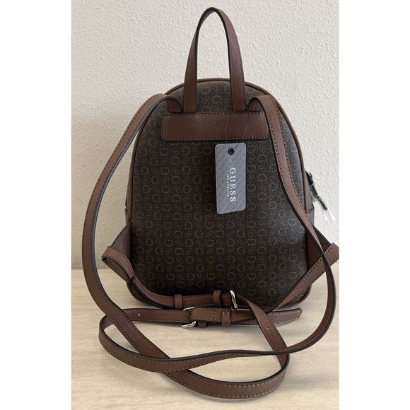 GUESS SV792630 Rodney Backpack Adjustable Purse Natural Brown Logo Signature - Picture 3 of 14